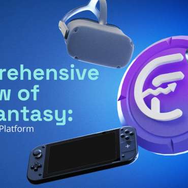 The image shows a virtual reality a PlayStation controller, a Nintendo Switch, and a circular coin with the letter "CF" in the center